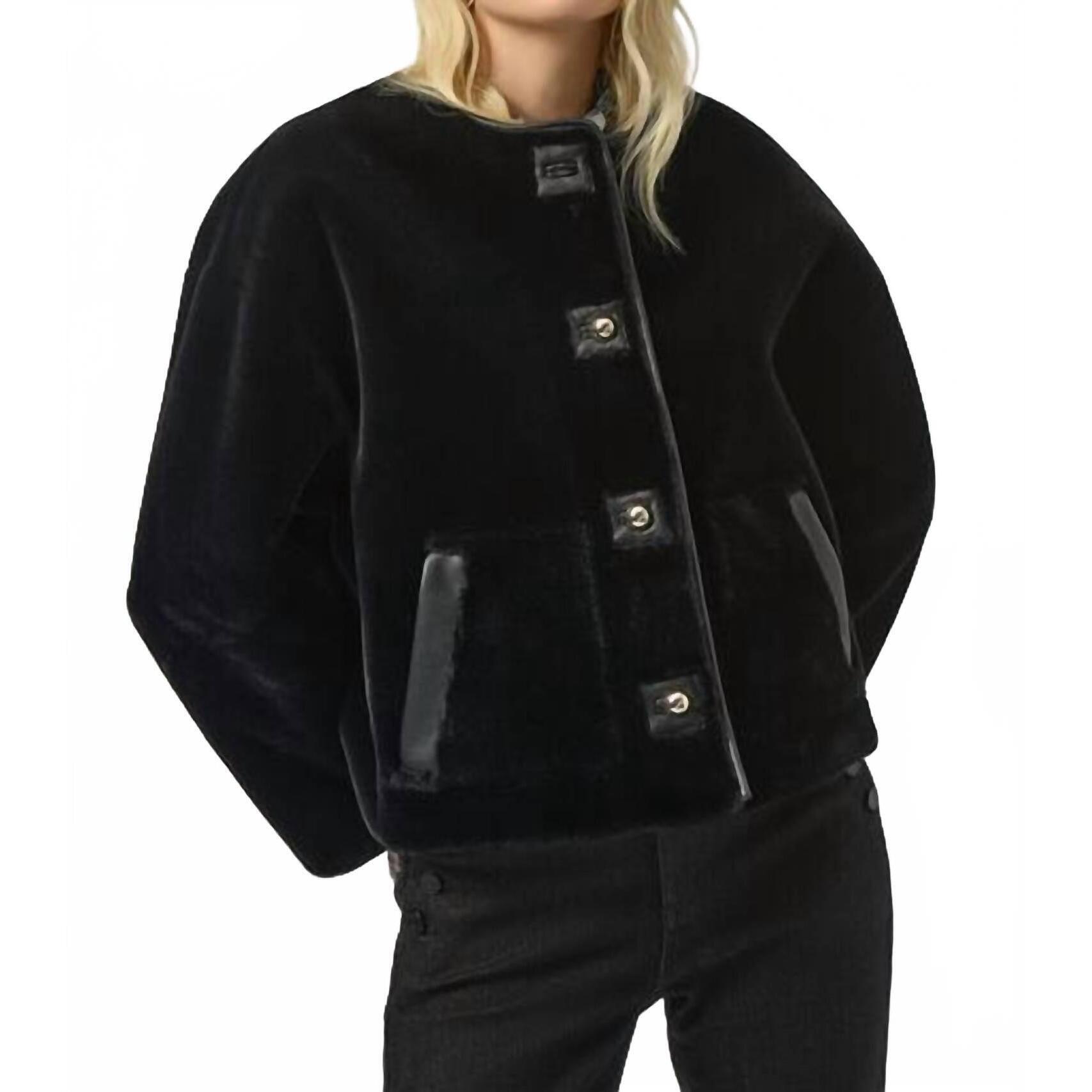 New Joseph Ribkoff Bonded Faux Fur Boxy Jacket In Black Fur